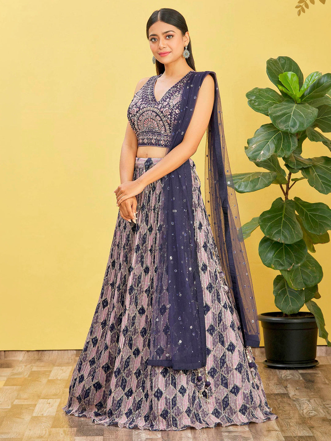 Blue Art Silk Embroidered Semi Stitched Lehenga Choli with Dupatta