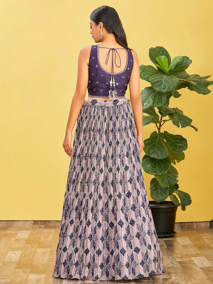 Blue Art Silk Embroidered Semi Stitched Lehenga Choli with Dupatta