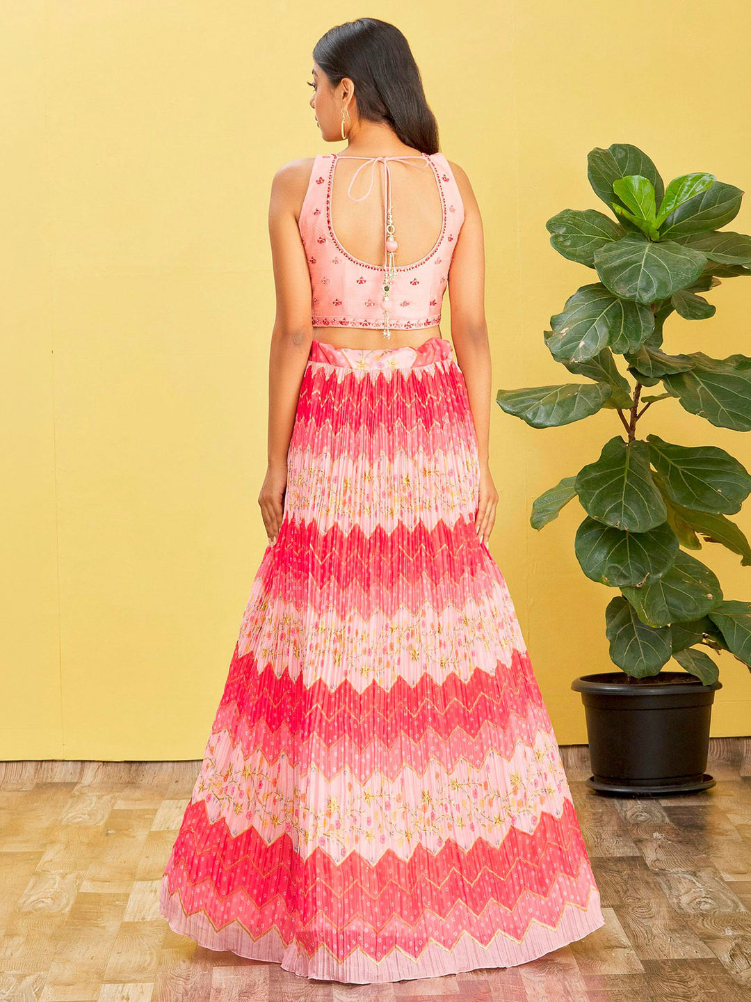 Pink Art Silk Embroidered Semi Stitched Lehenga Choli with Dupatta