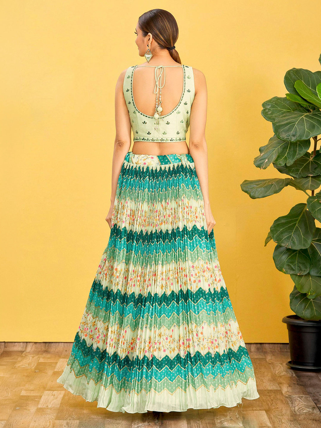 Pista-Green Art Silk Embroidered Semi Stitched Lehenga Choli with Dupatta