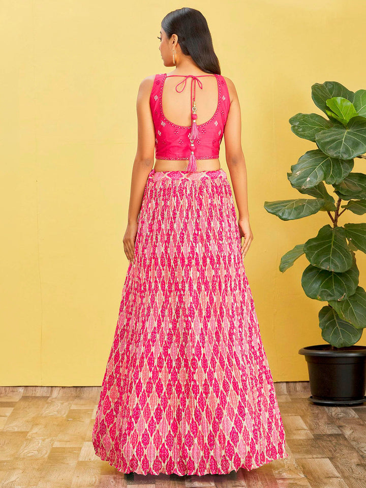 Pink Art Silk Embroidered Semi Stitched Lehenga Choli with Dupatta