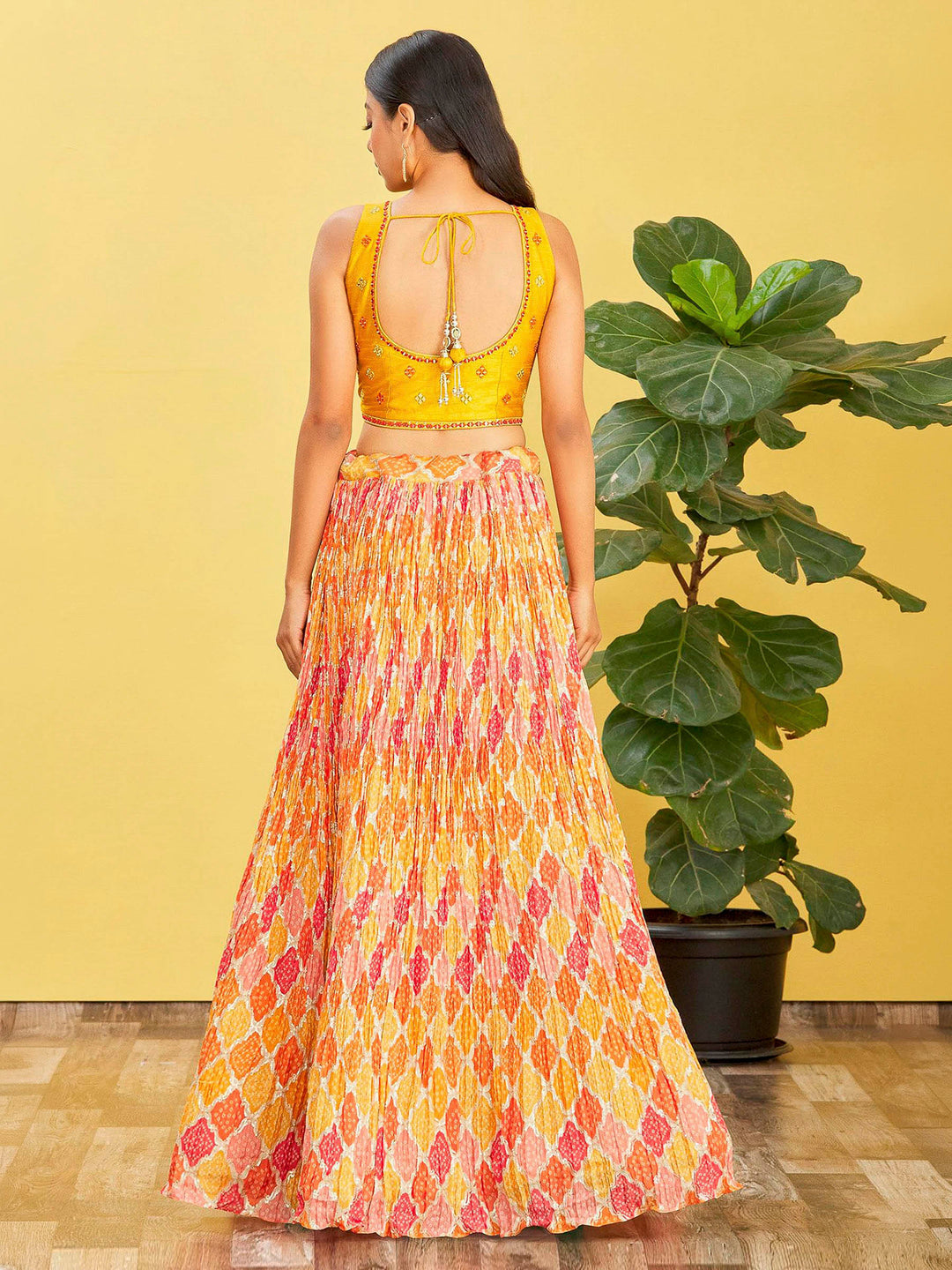 Yellow Art Silk Embroidered Semi Stitched Lehenga Choli with Dupatta