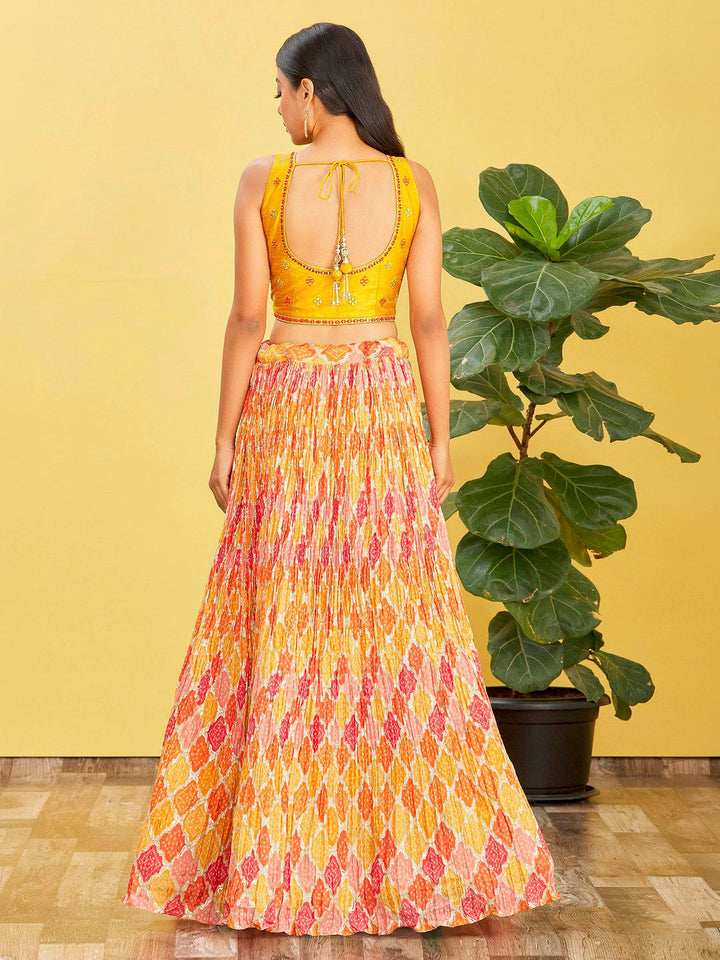 Yellow Art Silk Embroidered Semi Stitched Lehenga Choli with Dupatta
