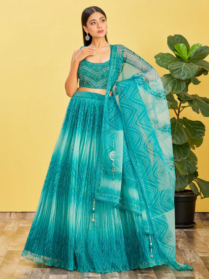Blue Art Silk Embroidered Semi Stitched Lehenga Choli with Dupatta
