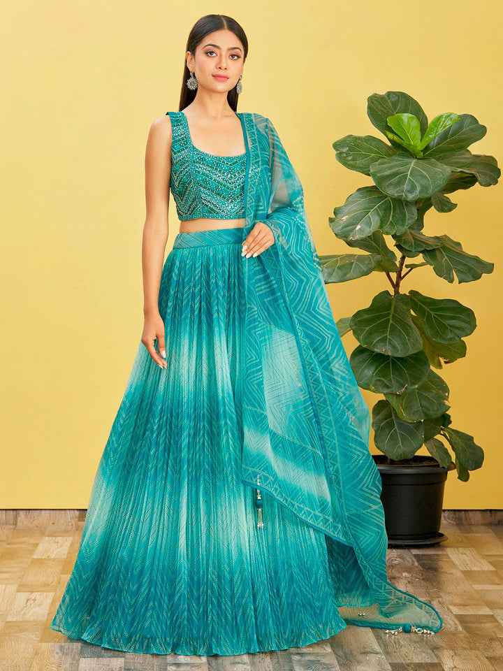 Blue Art Silk Embroidered Semi Stitched Lehenga Choli with Dupatta