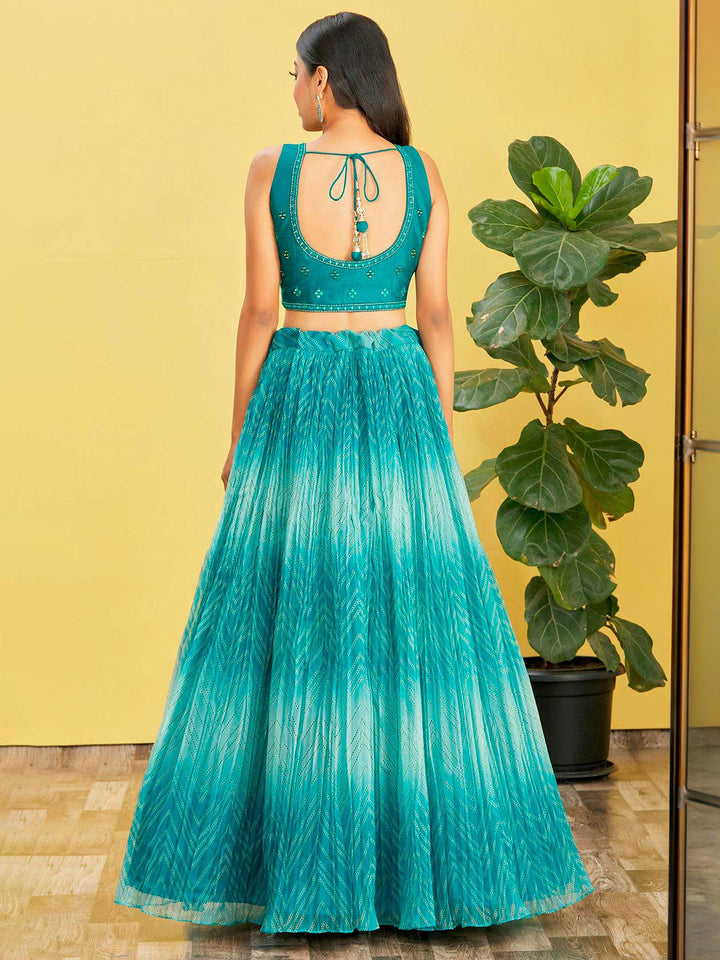 Blue Art Silk Embroidered Semi Stitched Lehenga Choli with Dupatta