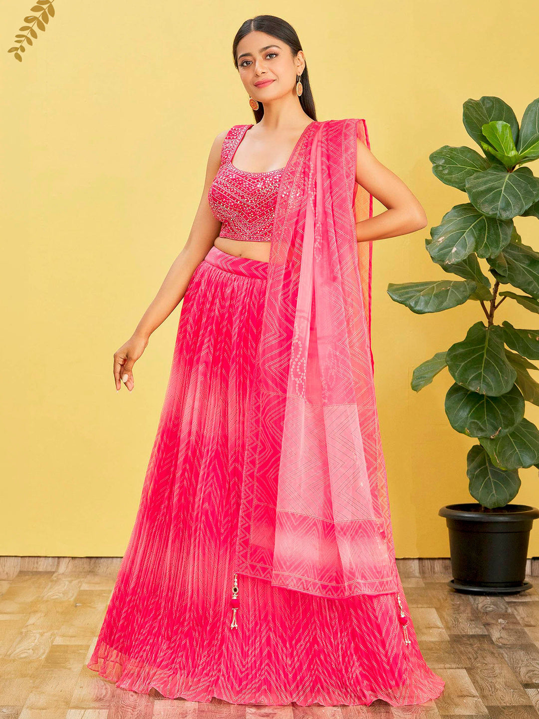 Pink Art Silk Embroidered Semi Stitched Lehenga Choli with Dupatta