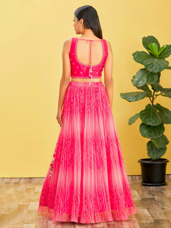 Pink Art Silk Embroidered Semi Stitched Lehenga Choli with Dupatta
