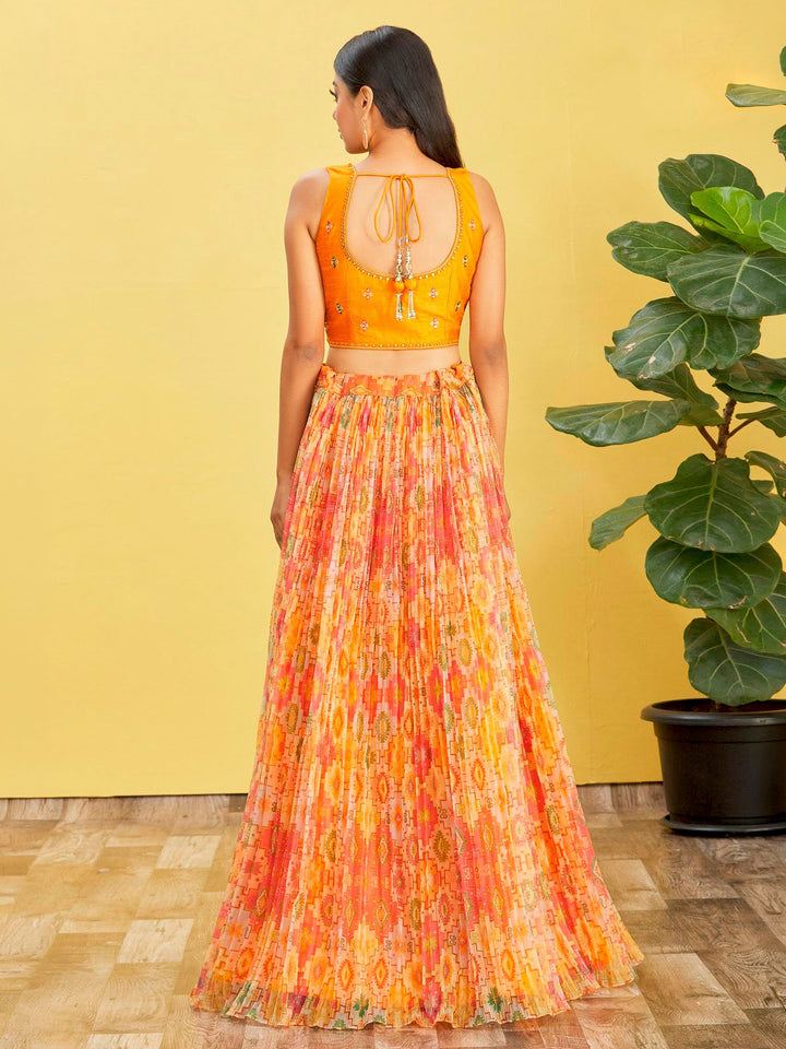 Mustard Art Silk Embroidered Semi Stitched Lehenga Choli with Dupatta