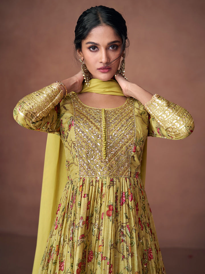 Green Organza Embroidered Kurta Pant With Dupatta