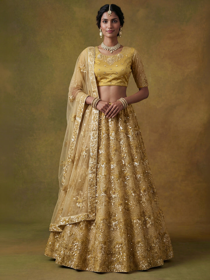 Red Hlame Semi Stitched Bridal Lehenga Choli with Embroidered Net Dupatta