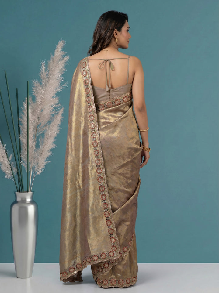 Lavender Embroidered Art Silk Saree