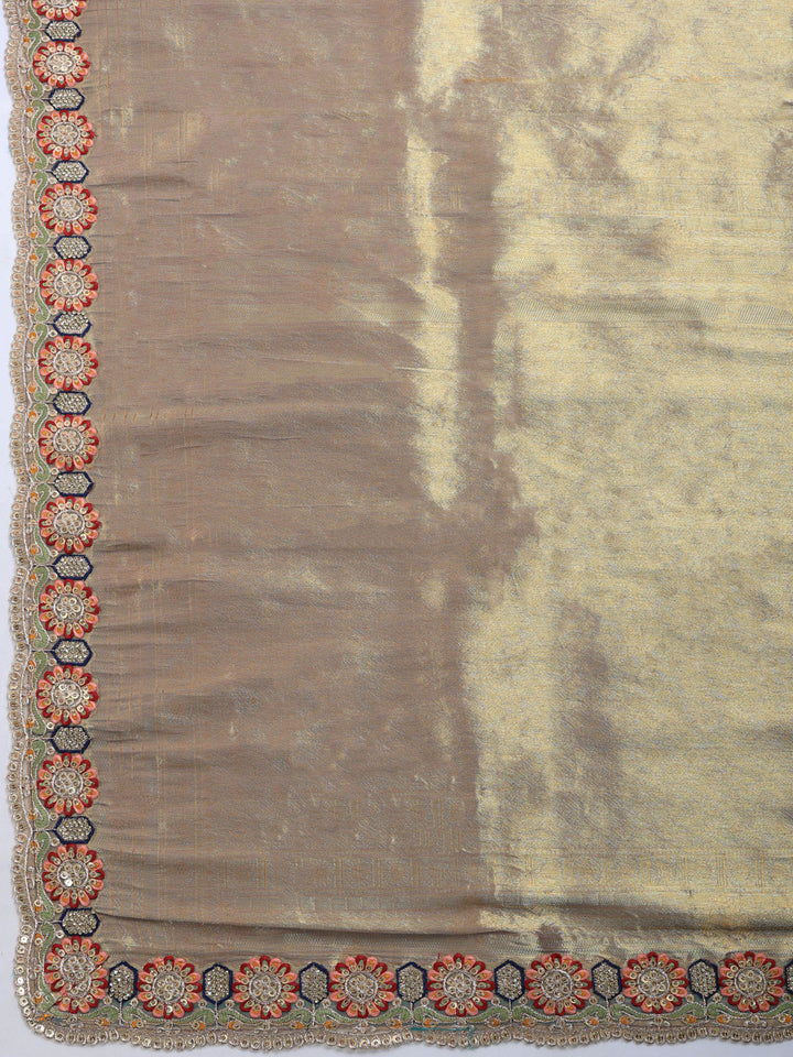 Lavender Embroidered Art Silk Saree
