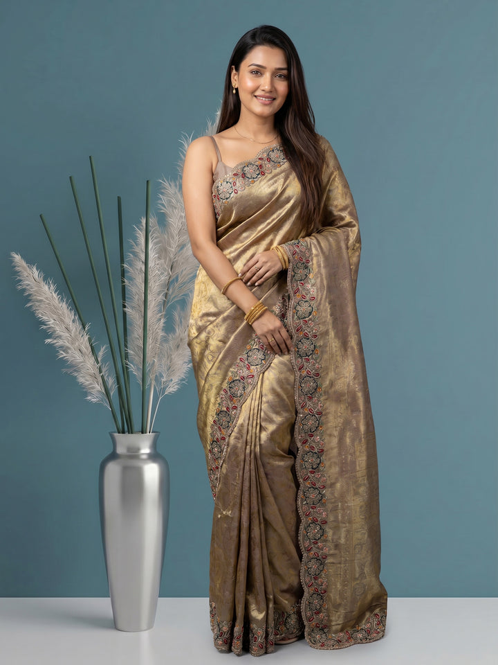 Lavender Embroidered Art Silk Saree