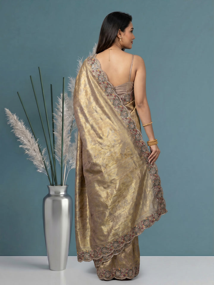 Lavender Embroidered Art Silk Saree