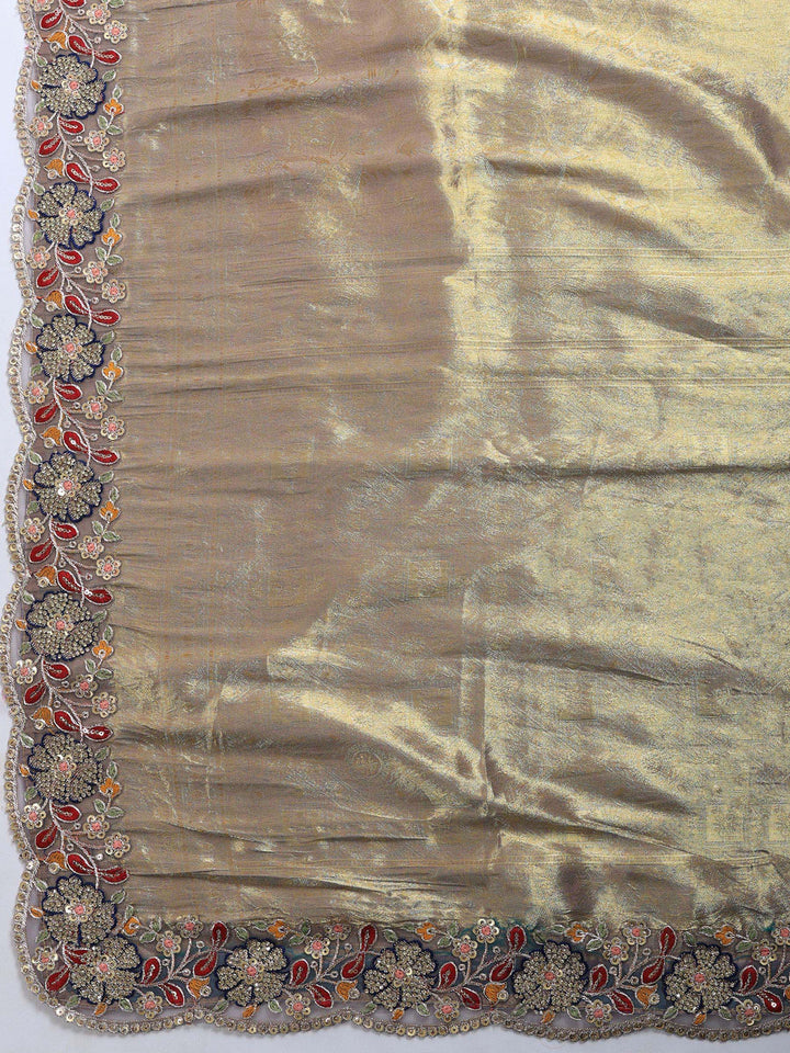 Lavender Embroidered Art Silk Saree