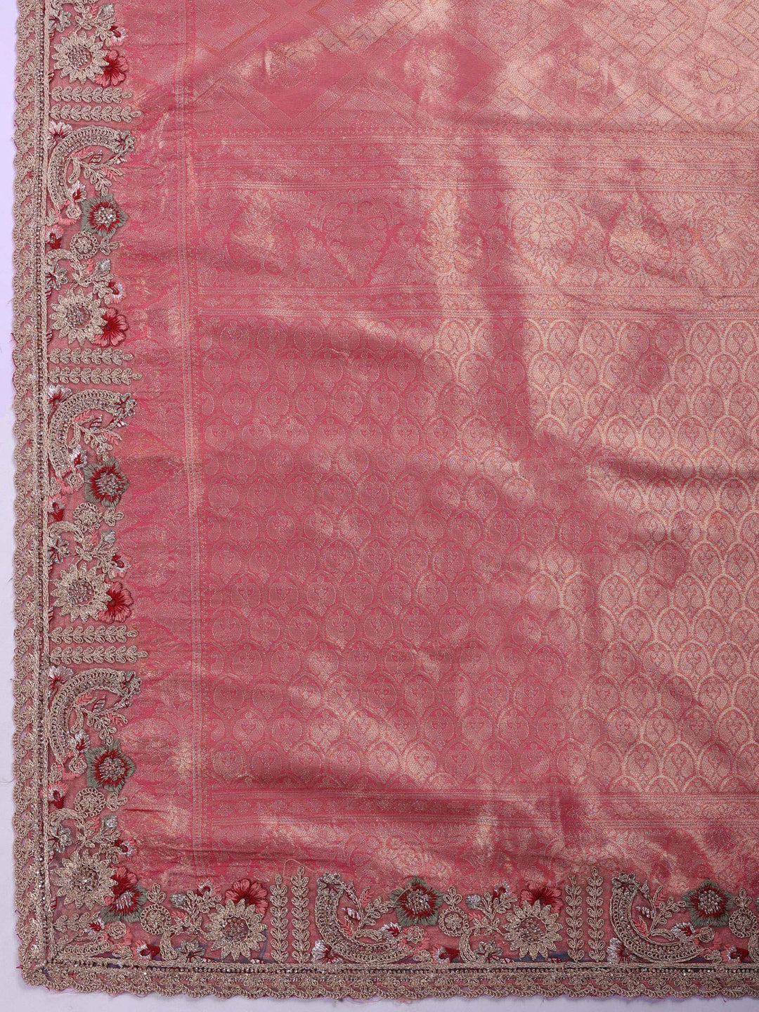 Pink Embroidered Art Silk Saree