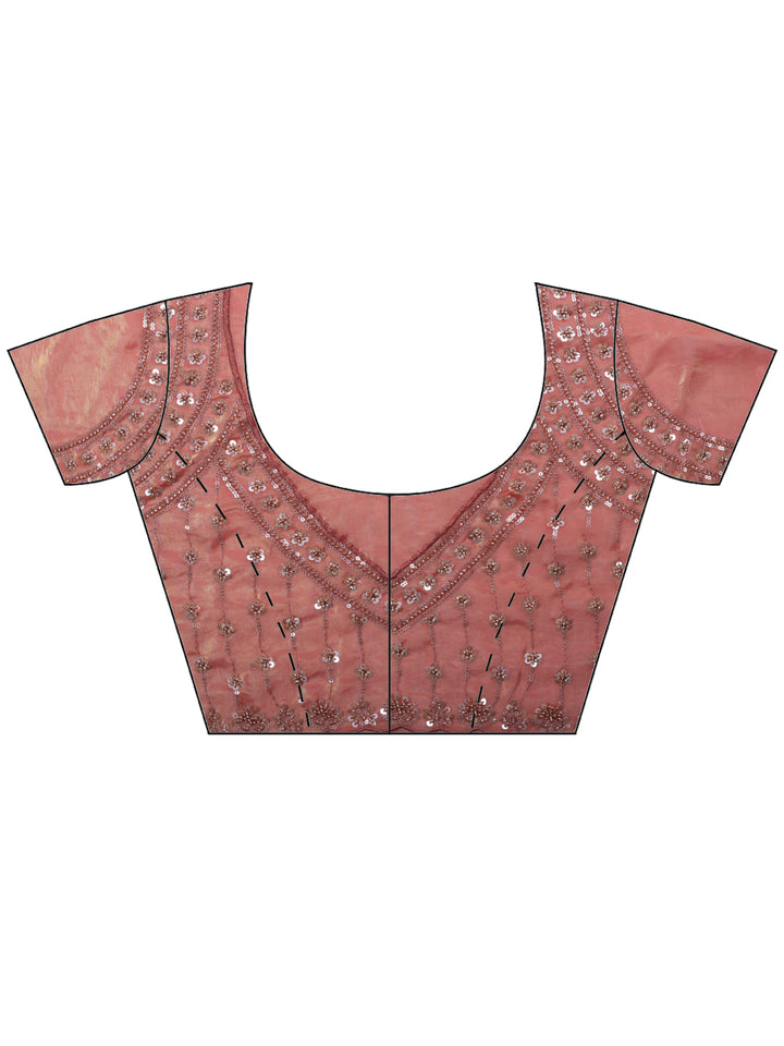 Pink Embroidered Tissue Saree