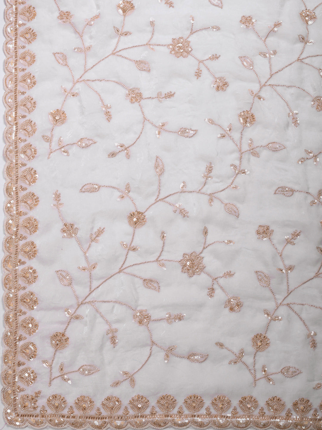 Off White Embroidered Organza Saree