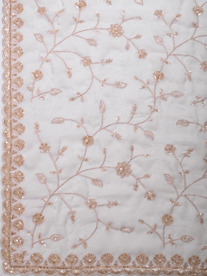 Off White Embroidered Organza Saree
