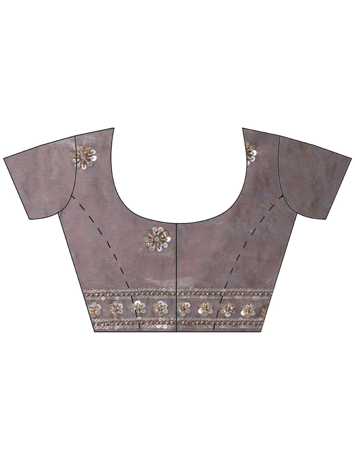 Onion Pink Embroidered Tissue Saree