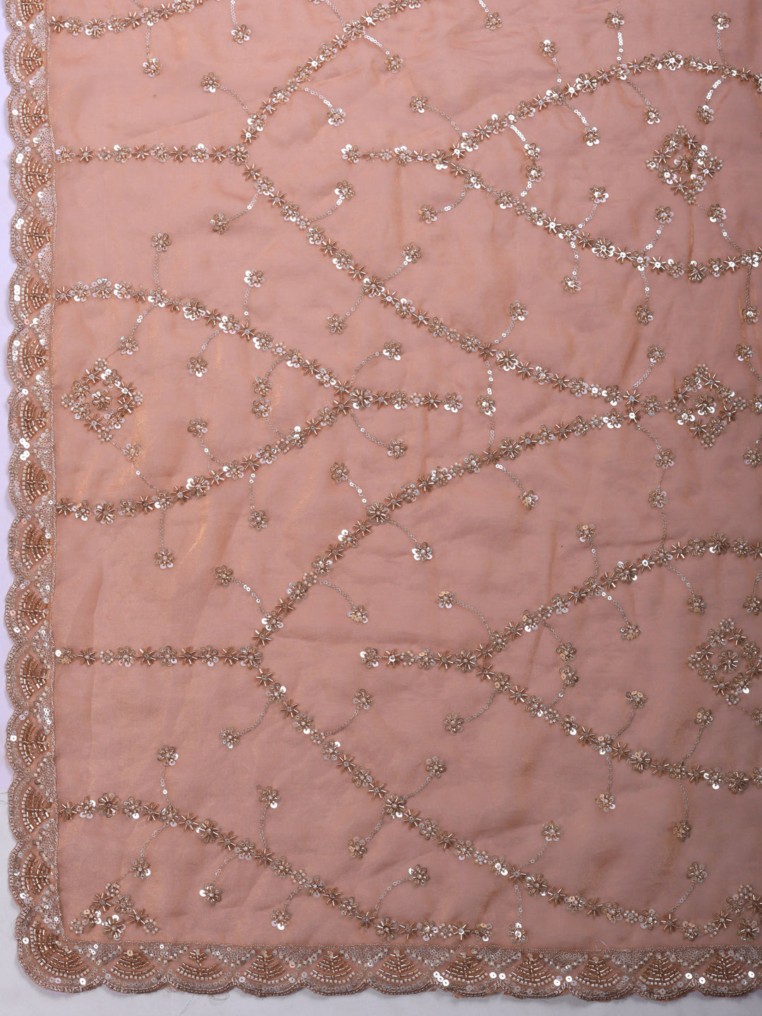 Dusty Pink Embroidered Tissue Saree