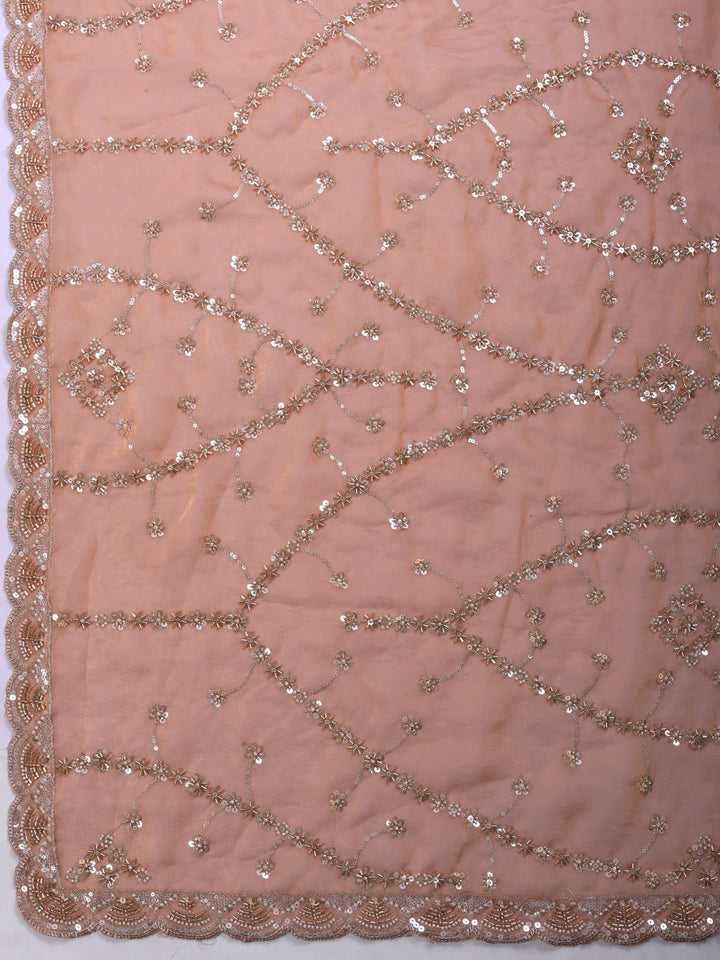 Dusty Pink Embroidered Tissue Saree