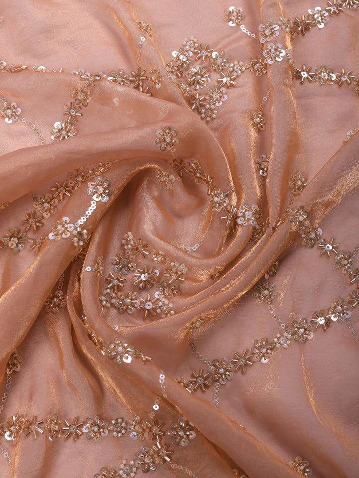 Dusty Pink Embroidered Tissue Saree