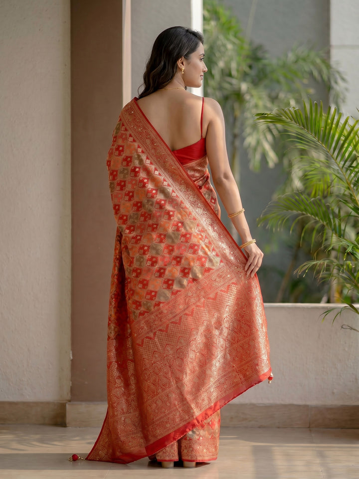 Rani Embroidered Satin Saree