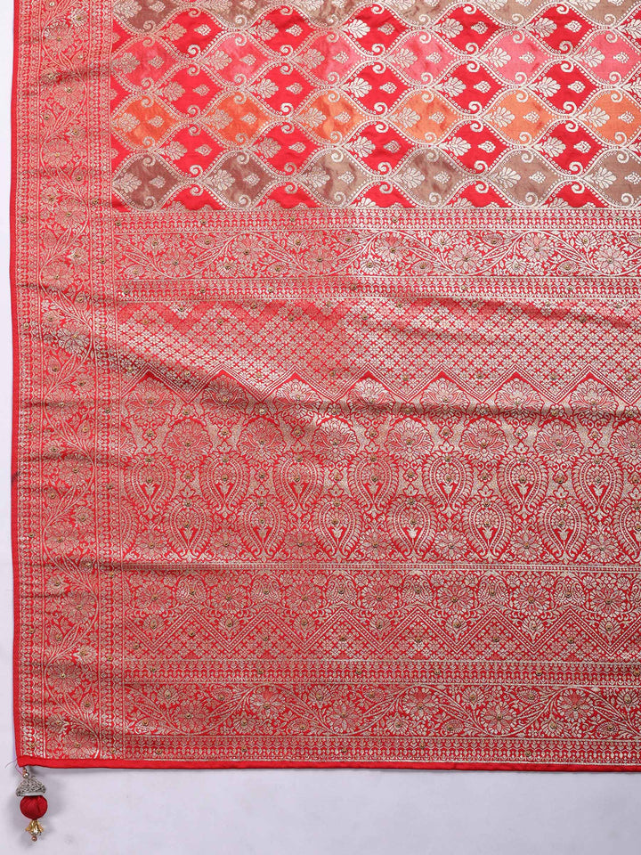 Rani Embroidered Satin Saree