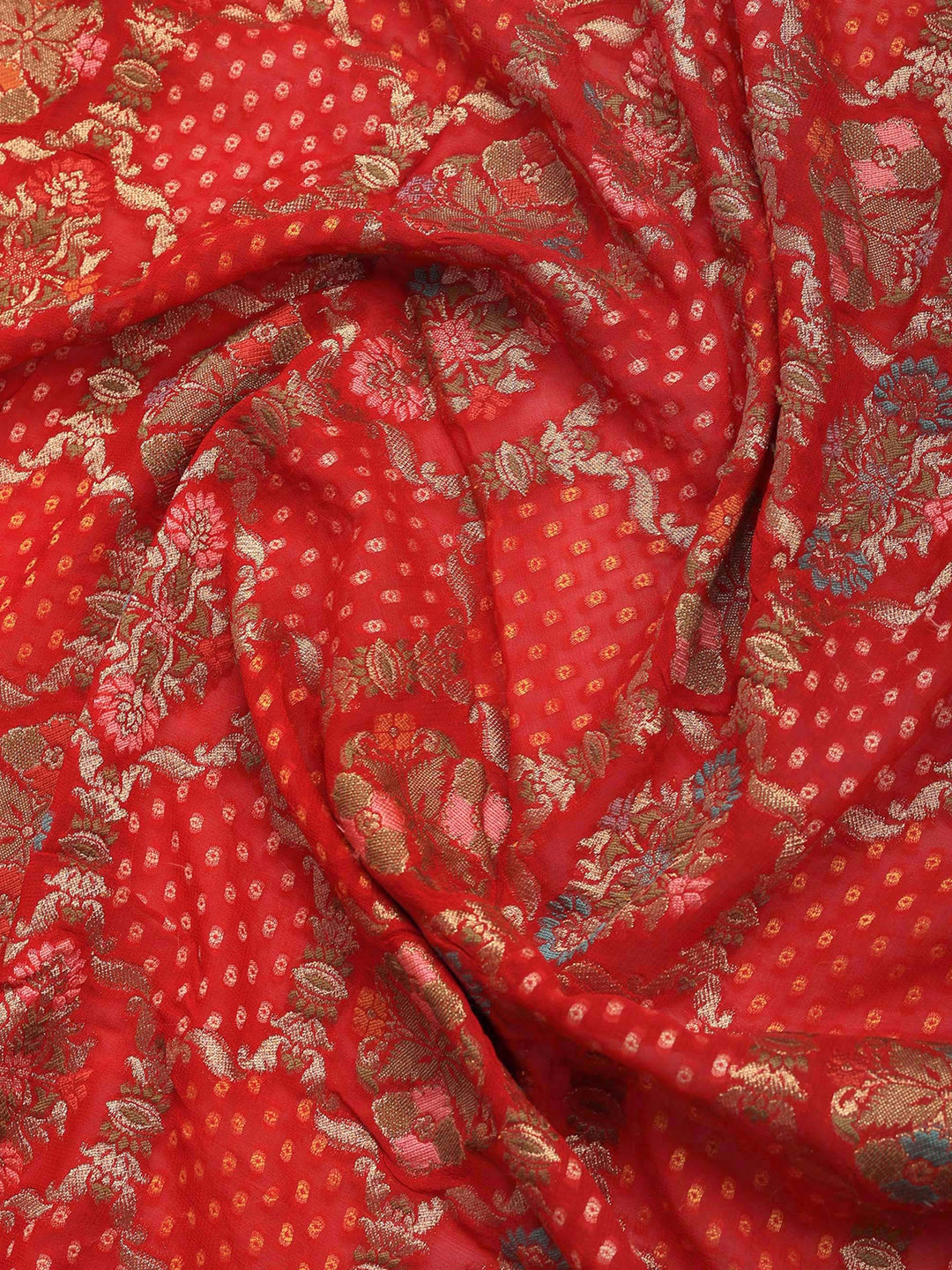 Red Georgette Plain Saree