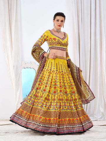 Printed Crepe Choli With Lehenga & Dupatta