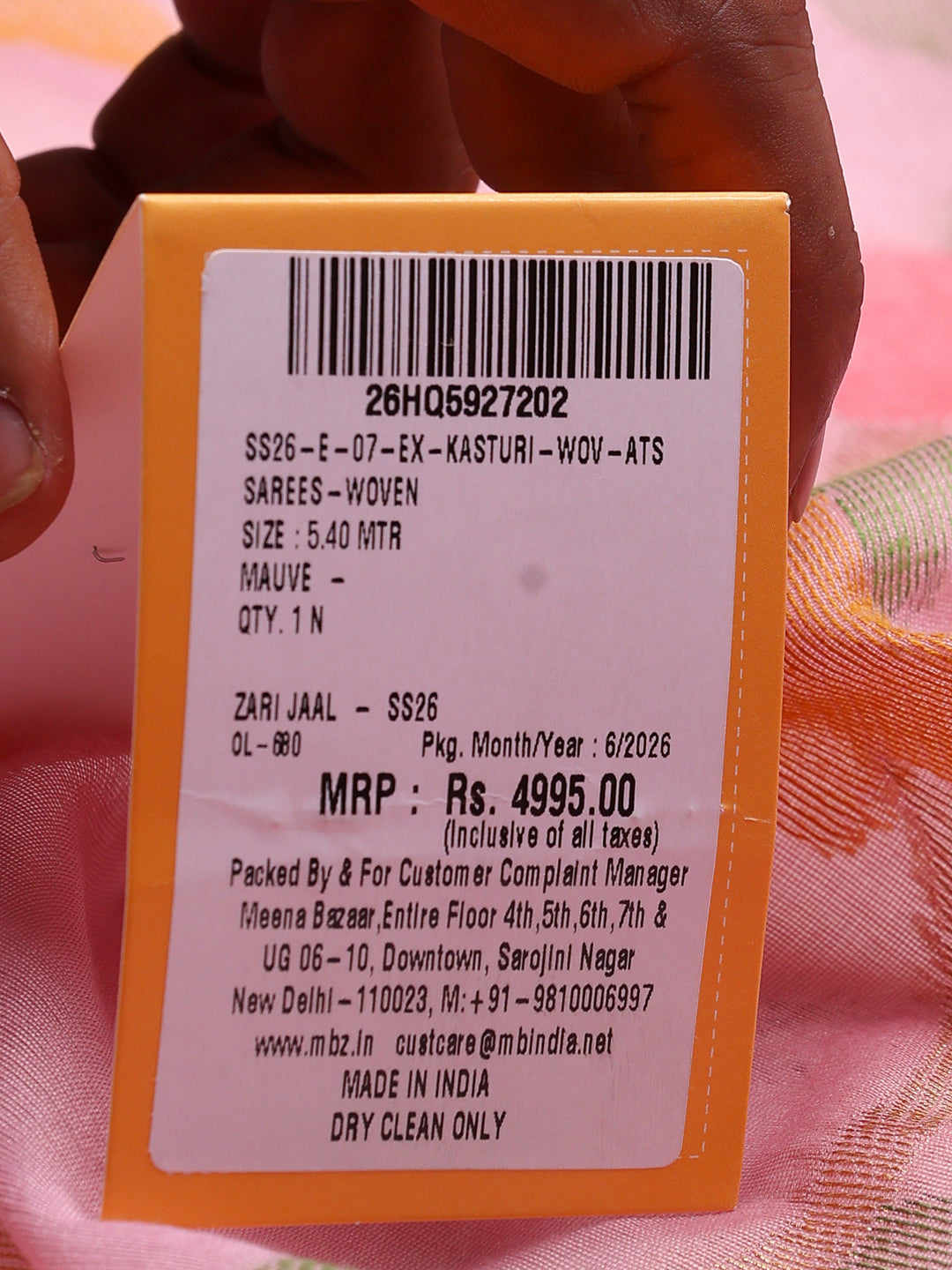 Mauve Zari Jaal Tusaar Saree