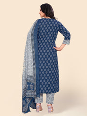 Printed Cotton Suit Set With Dupatta