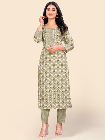 Printed Cotton Kurta Set