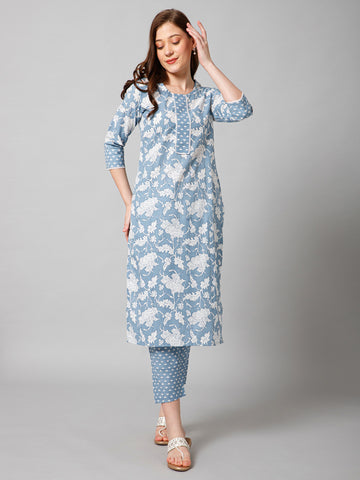 Printed Cotton Kurta Set