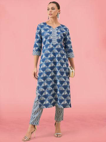 Printed Cotton Kurta Set