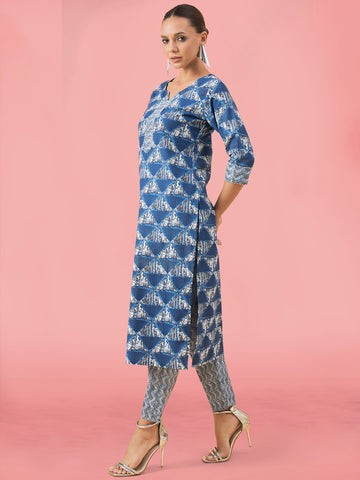 Printed Cotton Kurta Set