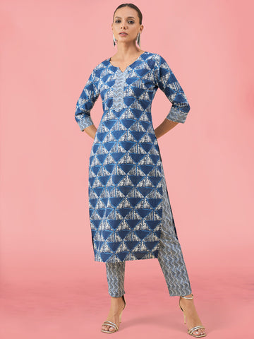 Printed Cotton Kurta Set