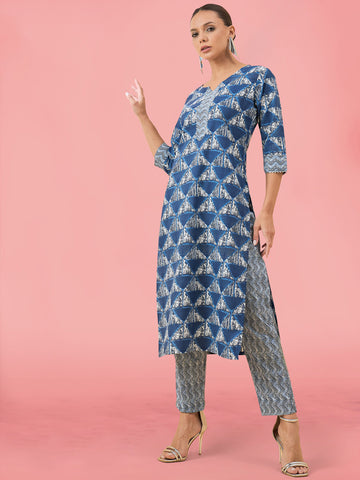 Printed Cotton Kurta Set