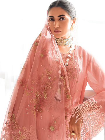 Embroidered Organza Unstitched Suit Piece With Dupatta