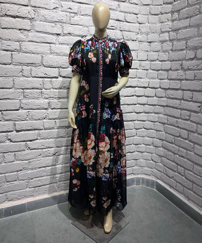 Digital Floral Printed Georgette Gown Dress