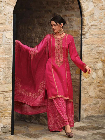 Neck Embroidered Art Handloom Unstitched Suit Piece With Dupatta