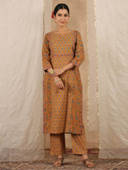 Floral Print Cotton Kurta With Pants & Dupatta