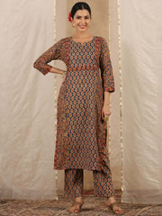 Floral Print Cotton Kurta With Pants & Dupatta