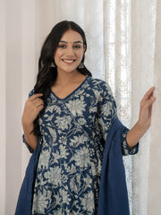 Printed Cotton Suit Set With Dupatta