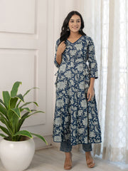 Printed Cotton Suit Set With Dupatta