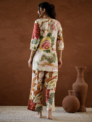 Floral Printed Cotton Kurta With Pants