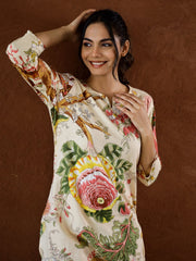 Floral Printed Cotton Kurta With Pants