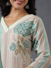 Printed Cotton Kurta With Pants & Dupatta